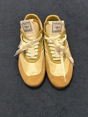 Chloe kick quilted Low-Top Sneakers in Cream & Tan